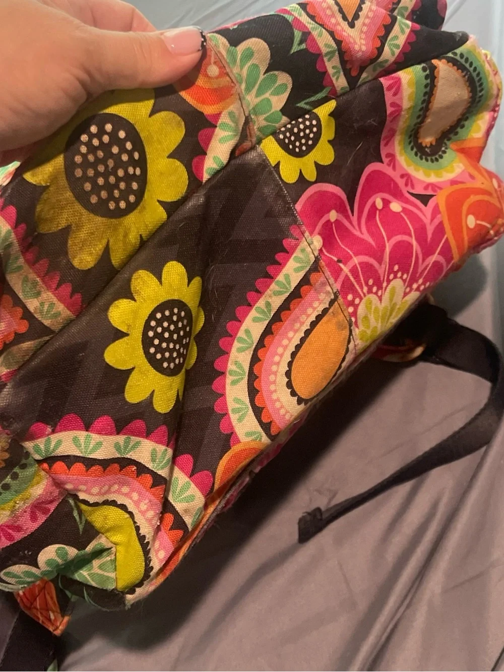 Vera Bradley Multicolor Floral Paisley Backpack in Black, Pink, Orange & Green